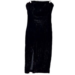 Jessica Mcclintock Gunne Sax Evening Gown Dress Womens Black Velvet Front Slit